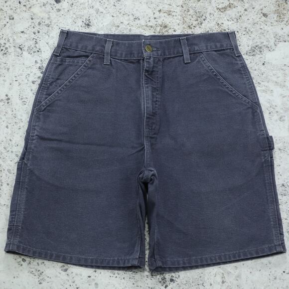 RARE Vintage Carhartt B25 PTB Petrol Blue - Grey Carpenter Shorts 31x8.15 - Picture 2 of 14